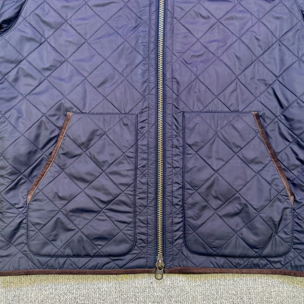 Polo Ralph Lauren Mens XL Quilted‎ Barn Jacket Brown Suede Trim Fleece Vintage